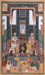 サディ訪問インドの寺院への訪問、ブスタンからのミニチュア、ブハラ、ウズベキスタン西部、1531-32年頃（インク、不透明なトイレ、紙に金） 作： Shaykh Zada